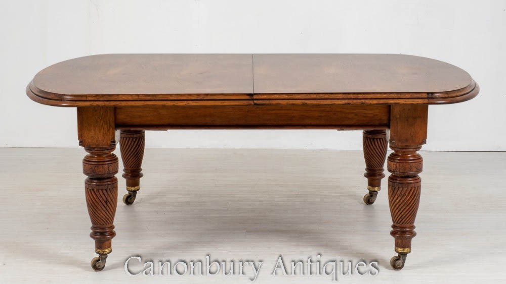 Victorian Oak Dining Table - Extending Aesthetic Movement 1880