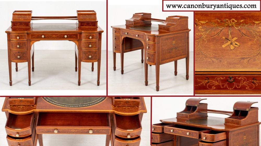 Antique Carlton House Desk - Mahogany Regency Bureau 1880
