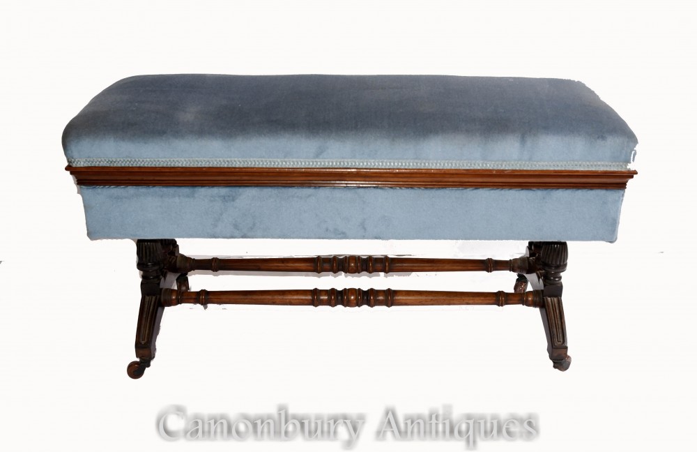 Antique French Stool Window Seat Storage Box Gillows 1880