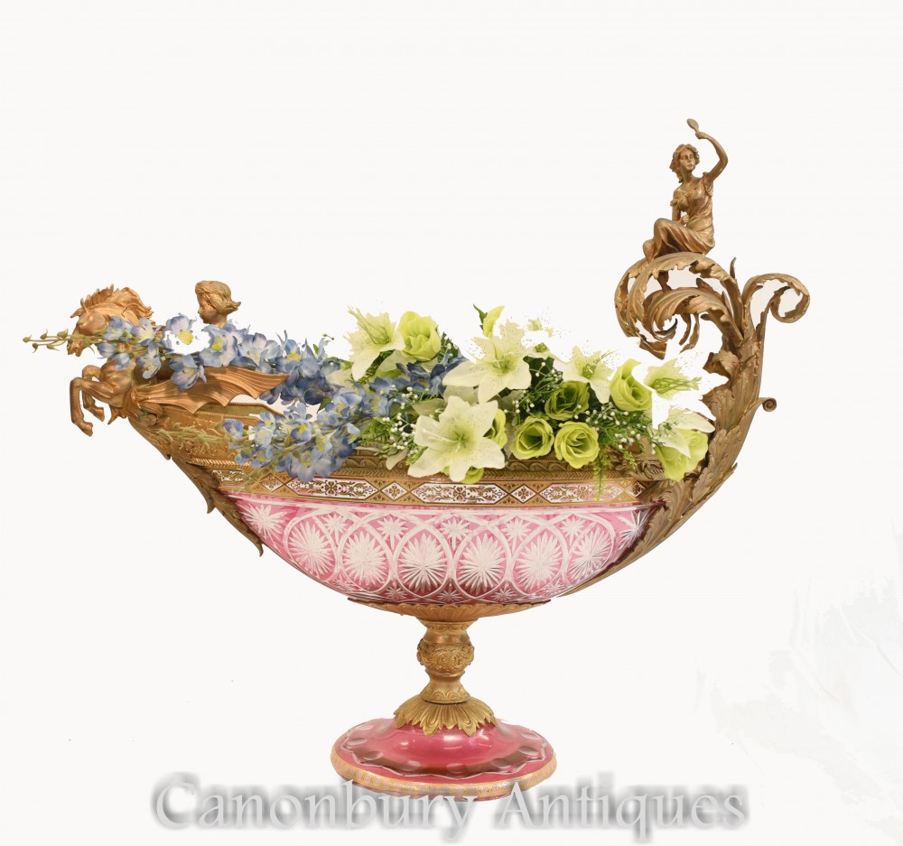 Empire Glass Vase - Cut Cherub Boater Comport French