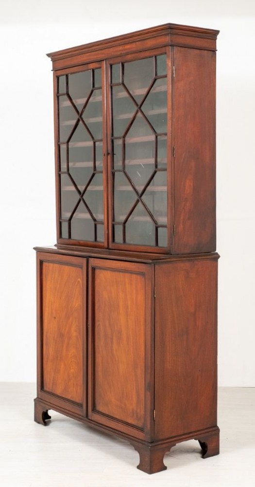 Georgian Library Bookcase - Antique Mahogany Cabinet