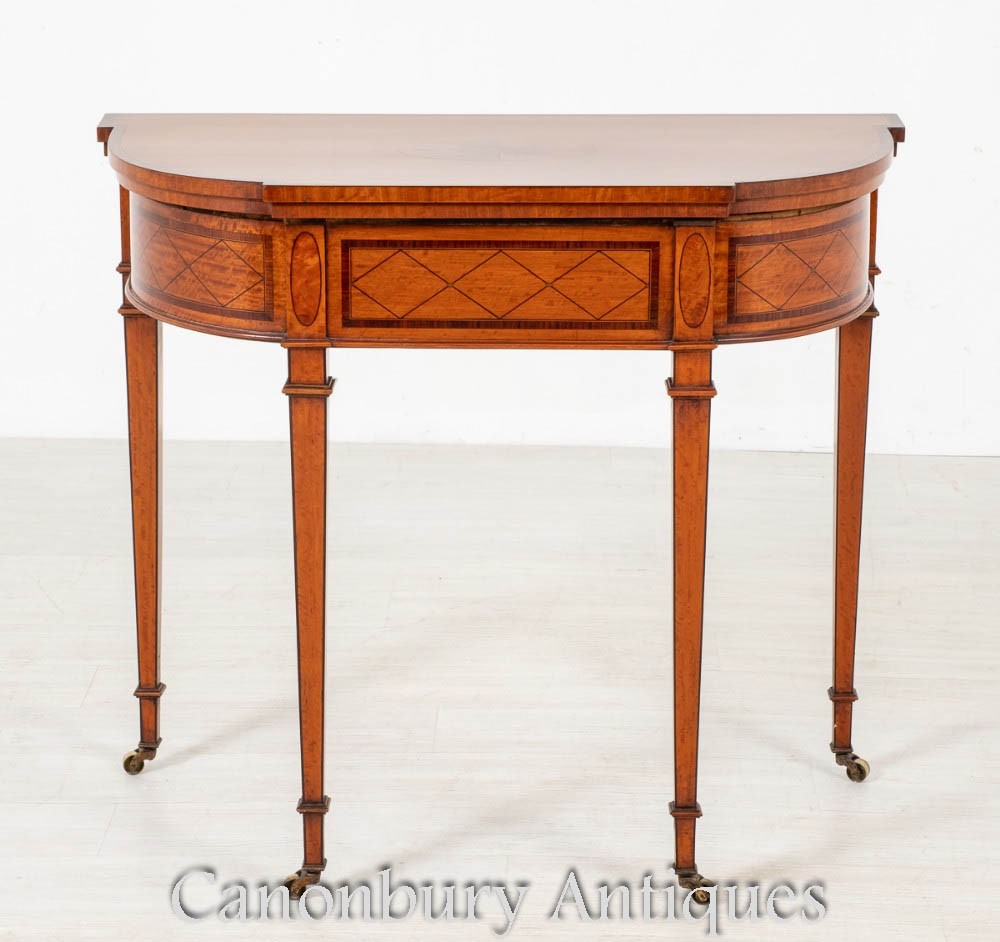 Hepplewhite Card Table - Antique Satinwood Games Tables 1880