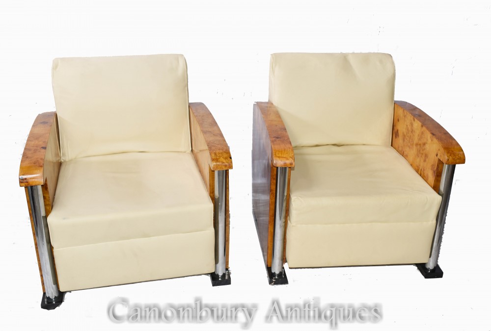 Pair Art Deco Club Chairs - Vintage Interiors