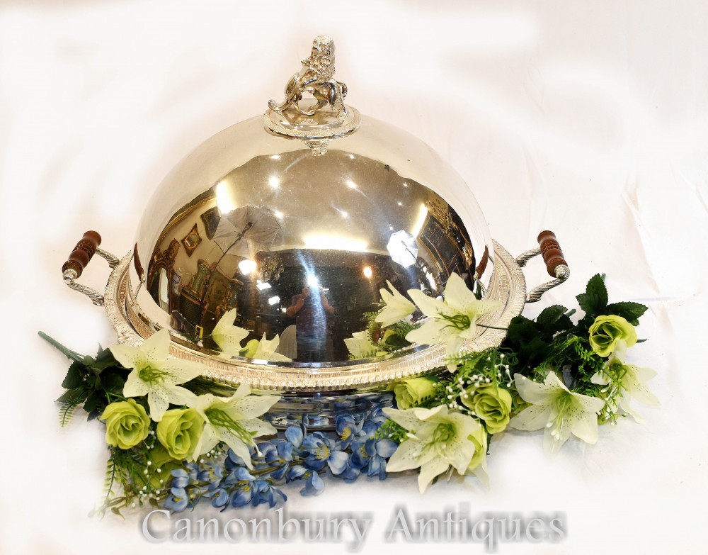 Silver Plate Domed Serving Platter Food Meat Georgian Tableware