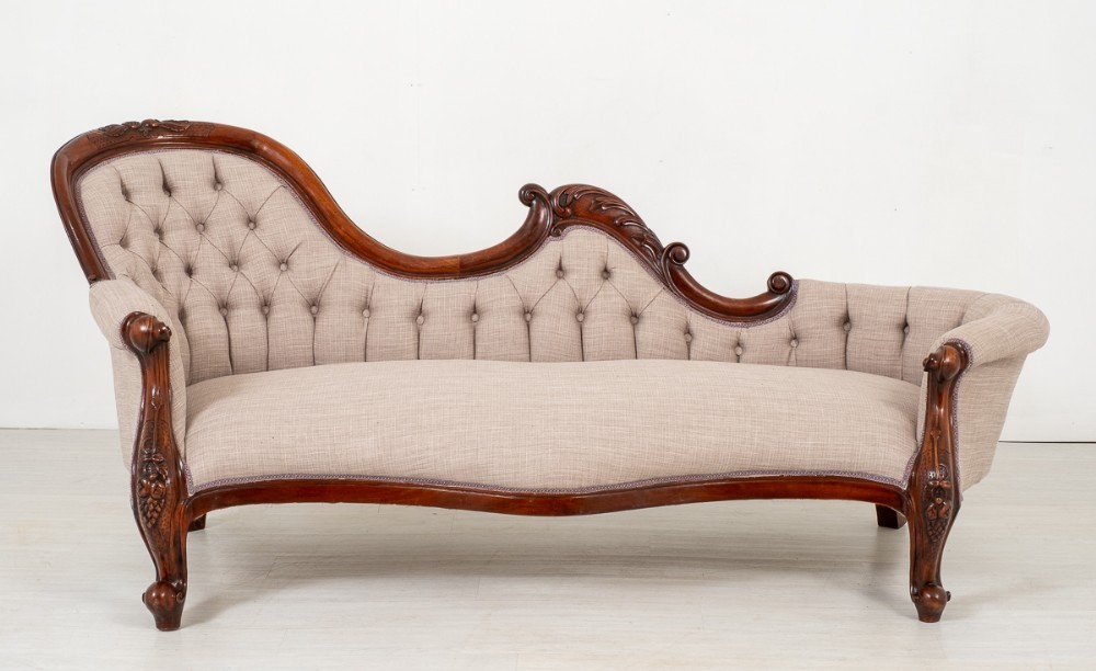 Victorian Settee - Antique Shaped Sofa Couch 1860