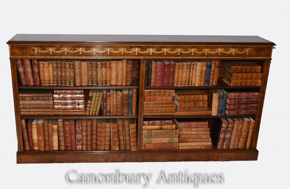 Walnut Open Bookcase - Regency Inlay Bookcases Study Interiors