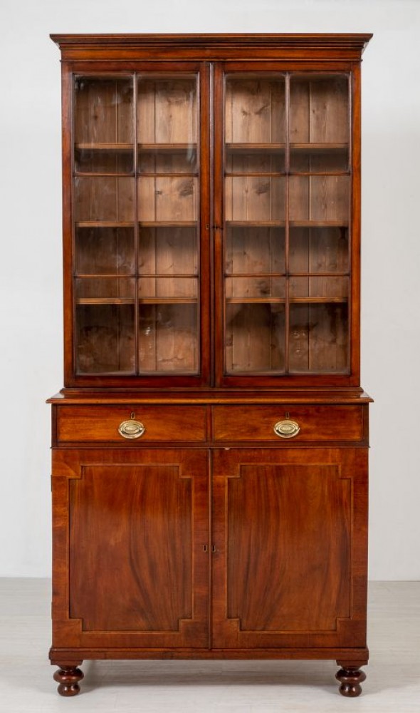 William IV Bookcase - Antique Mahogany Cabinet