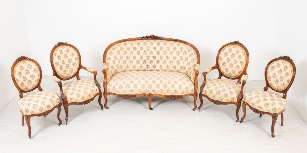 Victorian Settee Chair Set Antique Couch Parlour Suite 1860