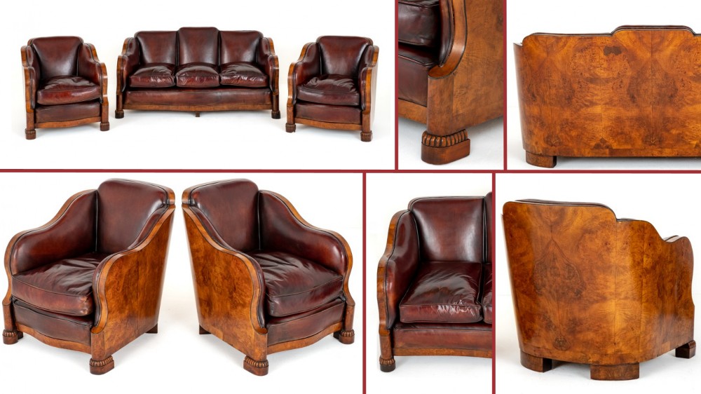Art Deco Cloud Suite Club Chairs Couch Period 1930