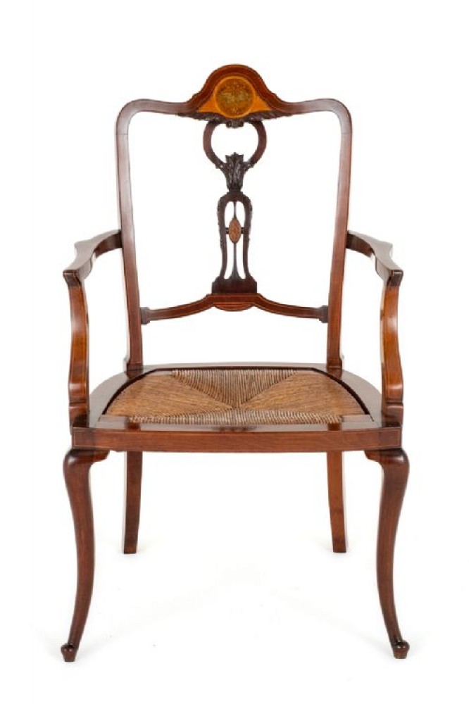 Art Nouveau Arm Chair Inlay Mahogany 1900