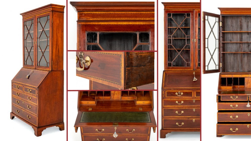 Georgian Bureau Bookcase Period Mahogany Desk