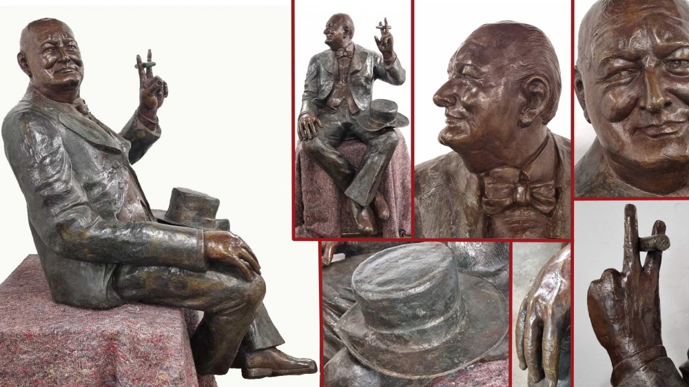 Large Bronze Winston Churchill Statue Seated British PM Casting