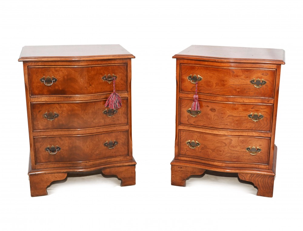 Pair Regency Bedside Chests Walnut Nightstands