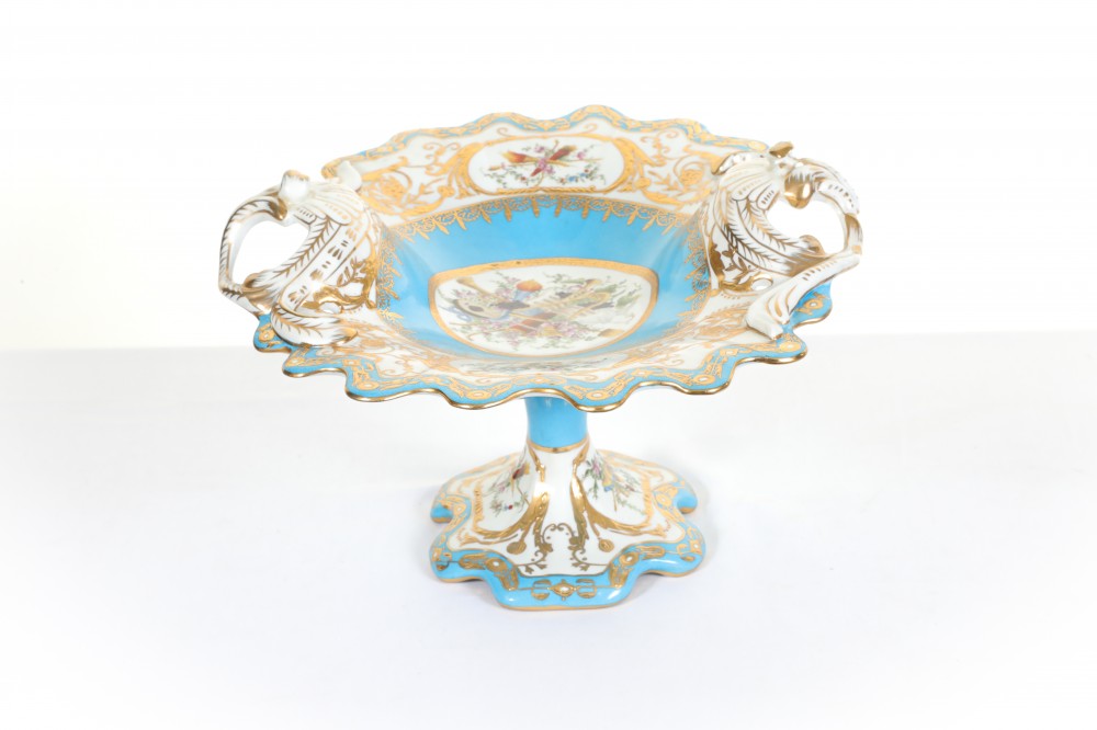 Paris Sevres Comport Porcelain Dish Floral Spray