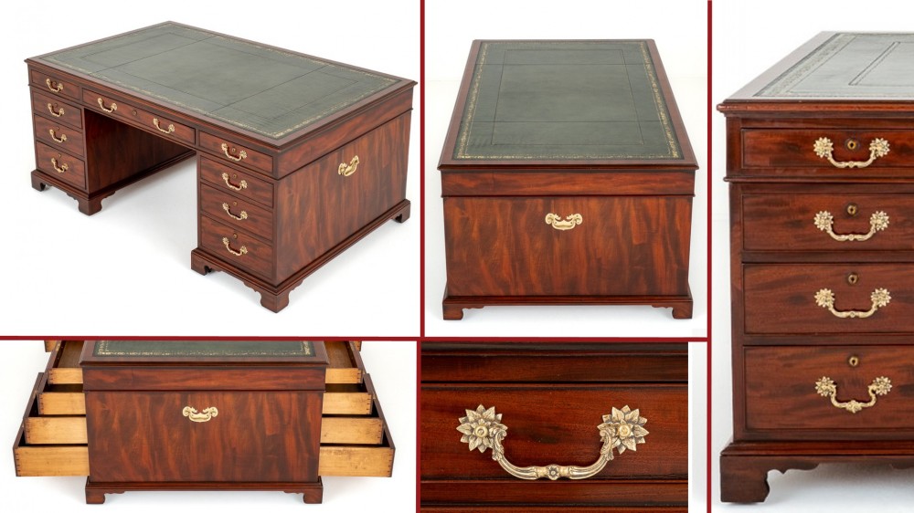 Regency Partners Desk Mahogany Period Antique
