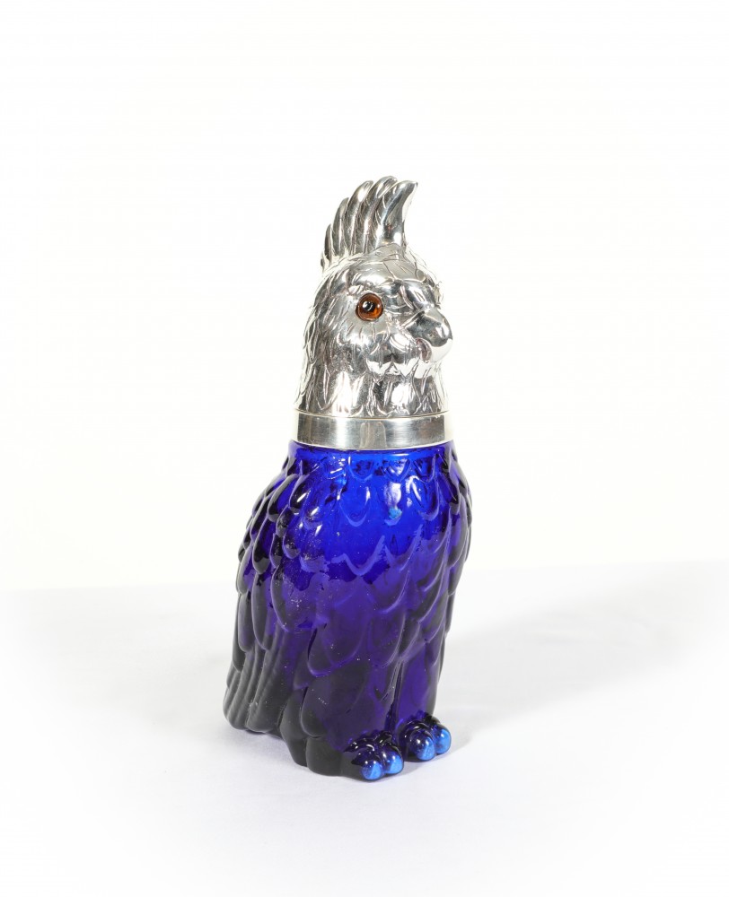 Silver Plate Decanter Parrot Glass Jug
