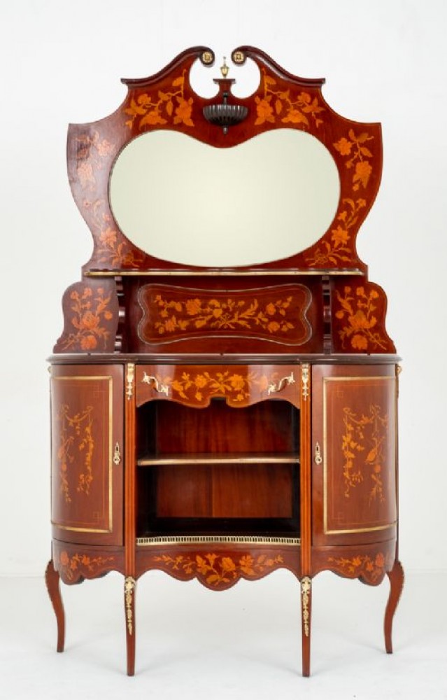 Victorian Side Cabinet Inlay Mirror Console