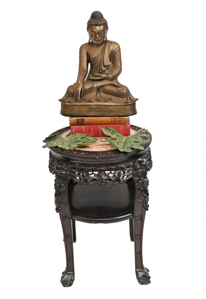 Antique Chinese Side Table Carved Hardwood 1860