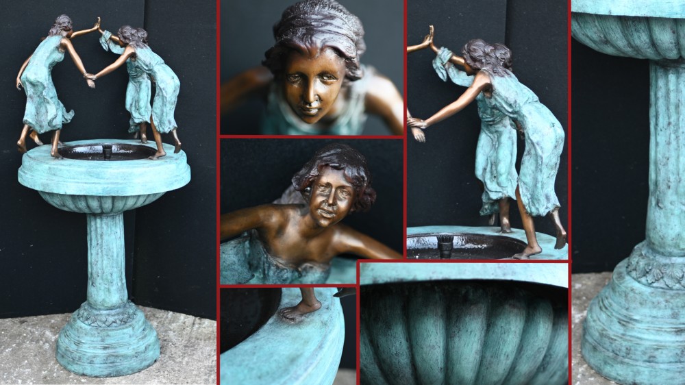 Art Nouveau Fairey Fountain Bronze Garden Water Feature