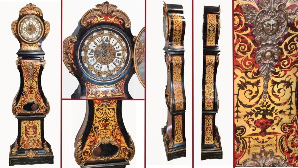 Boulle Clock Longcase Grandfather French Inlay Westminster Chimes