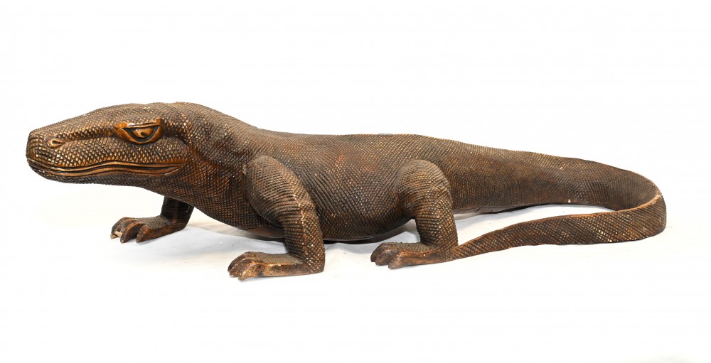 Carved Komodo Dragon Sculpture Indonesian Interiors