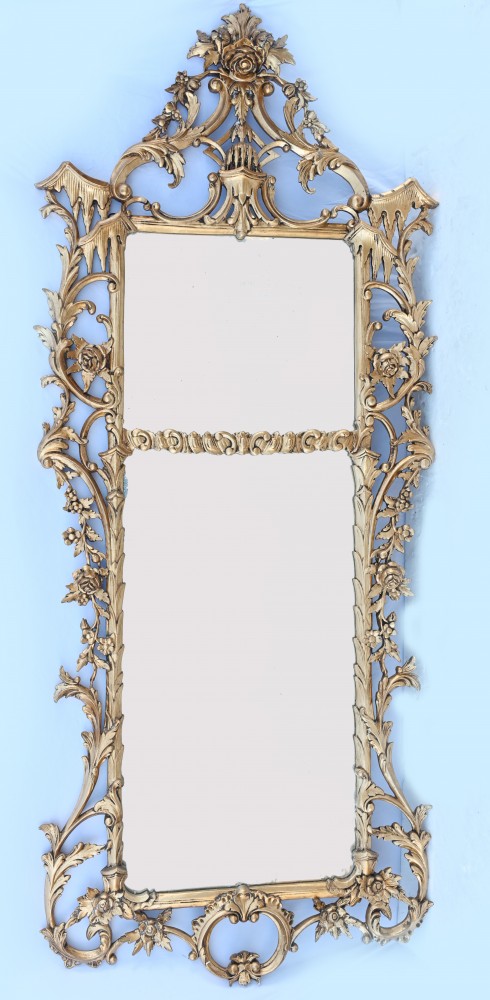 Chinese Chippendale Pier Mirror Gilt Frame Pagoda