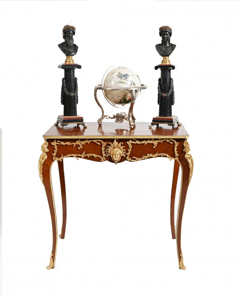 French Empire Side Table Writing Table Parquetry Inlay
