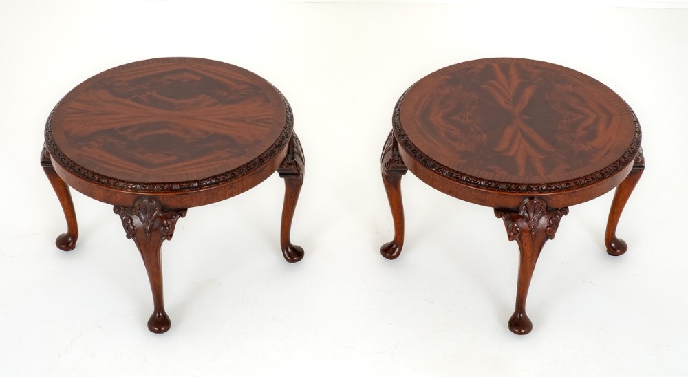 Pair Chippendale Coffee Tables Mahogany Ball and Claw