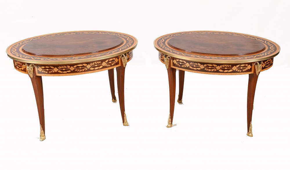 Pair Empire Side Tables Kingwood Inlay French
