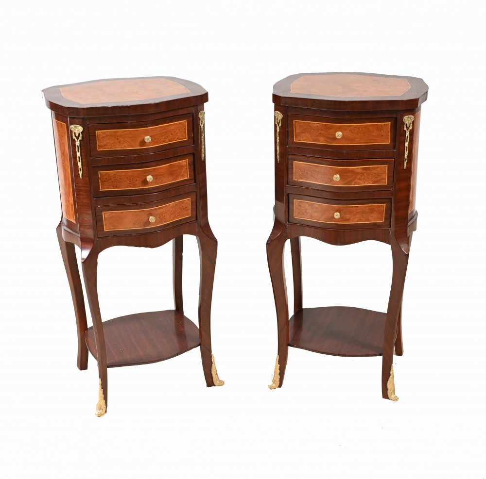Pair French Bedside Chests Empire Nightstands