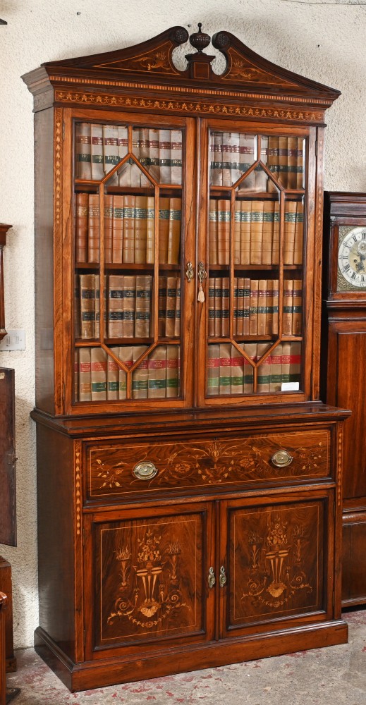 Regency Secretaire Bookcase Bureau Mahogany Inlay Desk