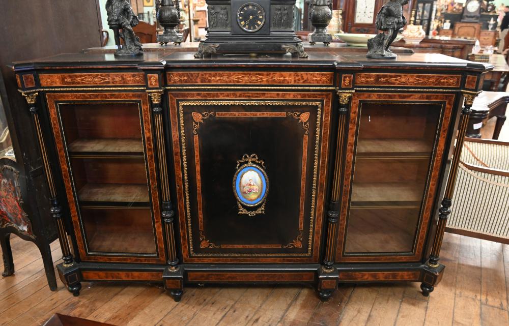 Victorian Ebonised Sideboard Amboyna Server Credenza 1880